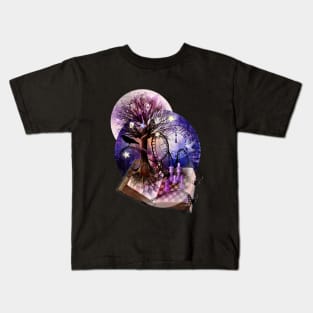 Fantasy romantic magical tree art Kids T-Shirt